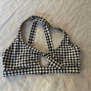 Old Navy Black and White Plaid Bikini Top Medium